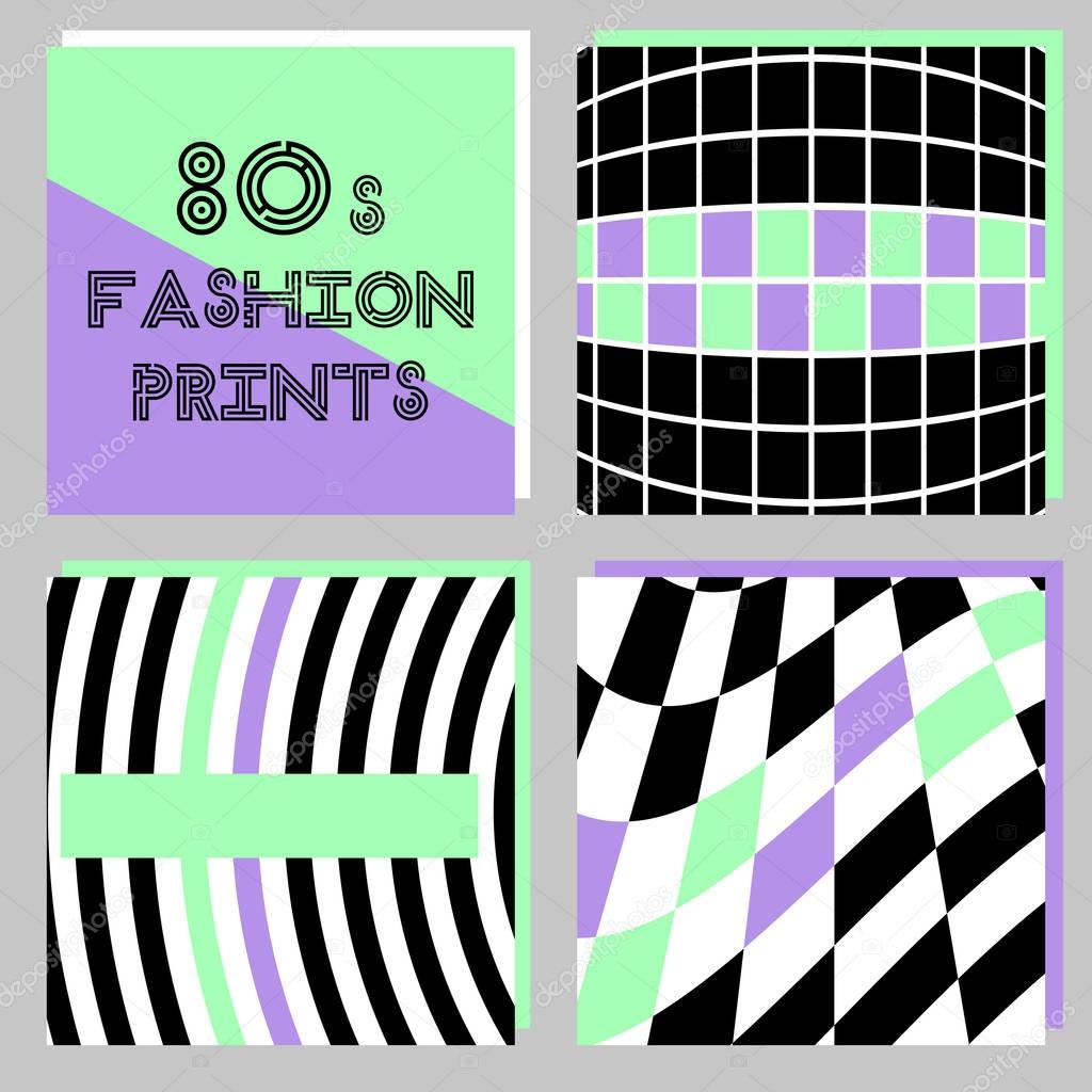 Set of geometric 80s style posters