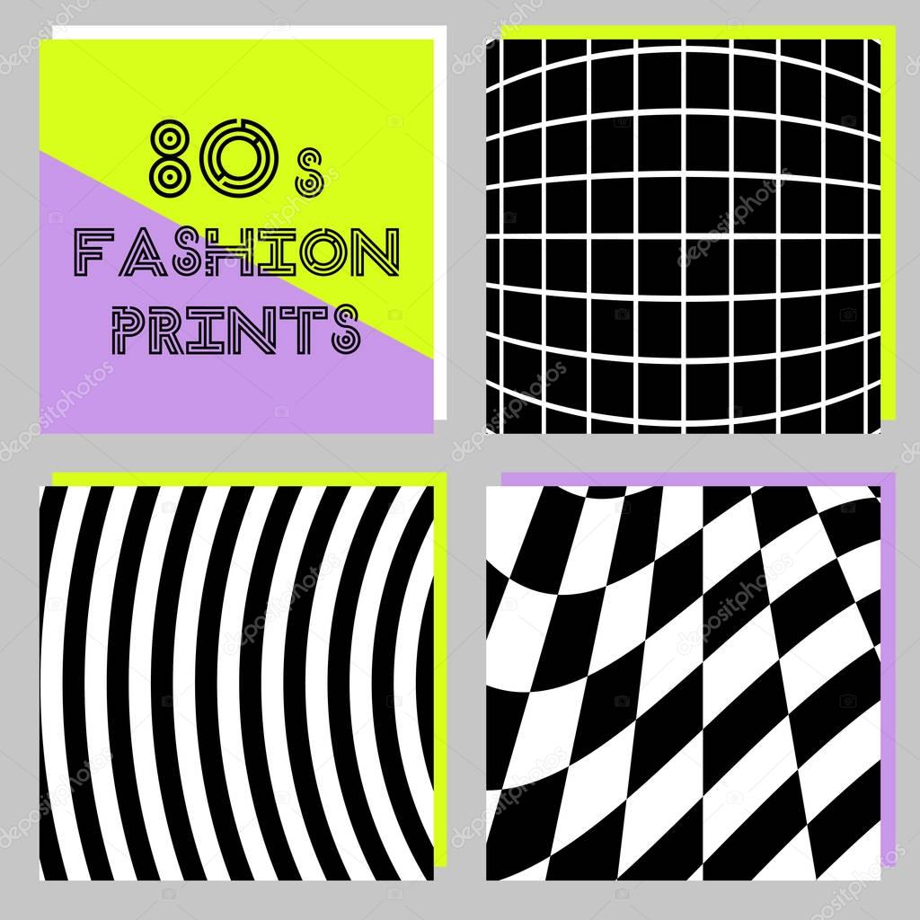 Set of geometric 80s style posters