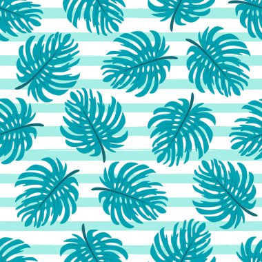 Şirin seamless modeli ile tropikal palmiye yaprakları