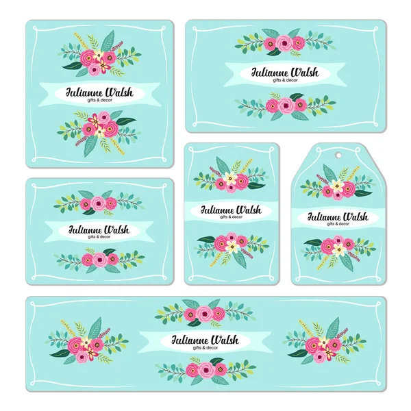 Hand drawn floral elements for branding and identity — Stock Vector