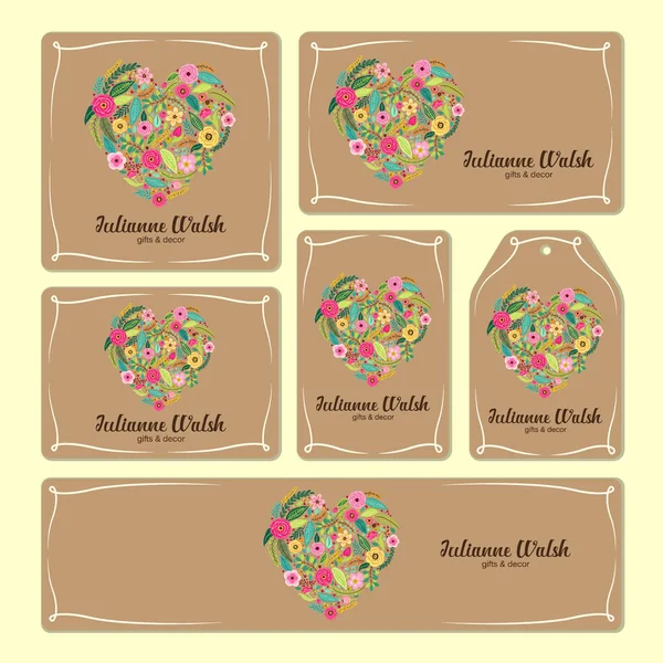 Eléments floraux dessinés à la main pour la marque et l'identité — Image vectorielle