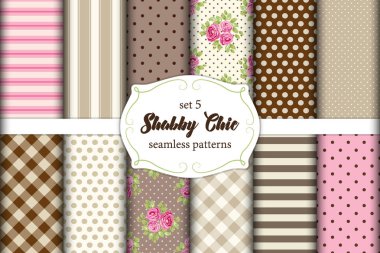 12 şirin sorunsuz Shabby Chic desen Güllü, lekeli set. çizgili ve kareli