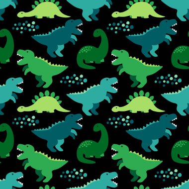 Dinozorlar kumaşlar, duvar kağıdı ve farklı yüzeyler için ideal ile şirin çocukça seamless modeli