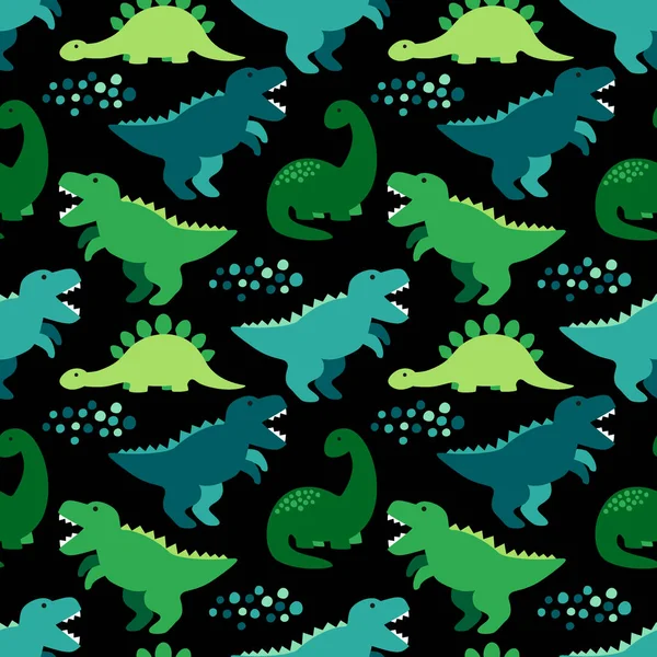 Lindo patrón infantil sin costuras con dinosaurios ideal para telas, papel pintado y diferentes superficies — Vector de stock