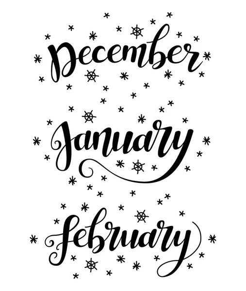 Cute brush calligraphy of winter months of the year
