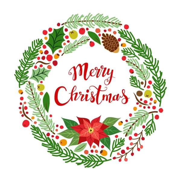 Şirin vintage el çekilmiş rustik çiçek Noel kartı