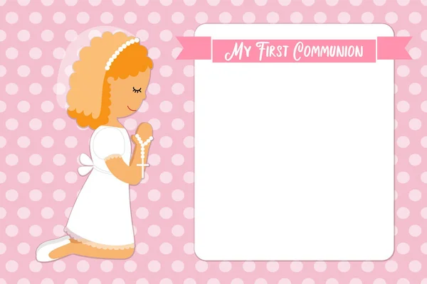 Söt första kommunionen kort för flickor — Stock vektor