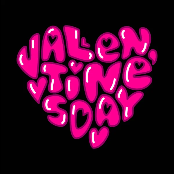 Cute fashion 80s style Happy Valentines Day typography lettering — Stock Vector