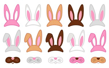 Şirin Paskalya fotoğraf booth sahne Paskalya bunny kostüm partisi grafik öğeleri kümesi olarak