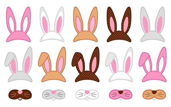 可爱的复活节照片摊位道具作为党的复活节兔子服装的图形元素集 — 图库矢量图片