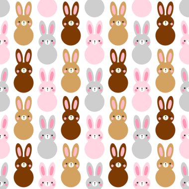 Şirin Paskalya Dikişsiz desen tasarım tavşanlar komik çizgi film karakterleri ile