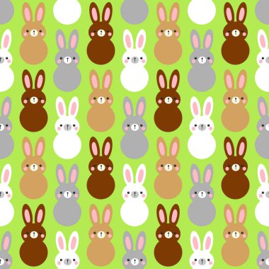 Şirin Paskalya Dikişsiz desen tasarım tavşanlar komik çizgi film karakterleri ile