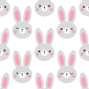 Şirin Paskalya Dikişsiz desen tasarım emoji tavşanlar komik çizgi film karakterleri ile