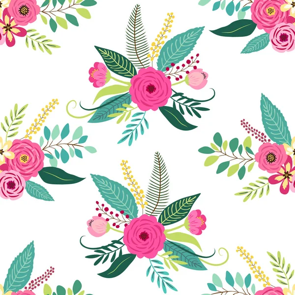 Mignon motif sans couture avec rustique dessiné à la main premières fleurs de printemps — Image vectorielle