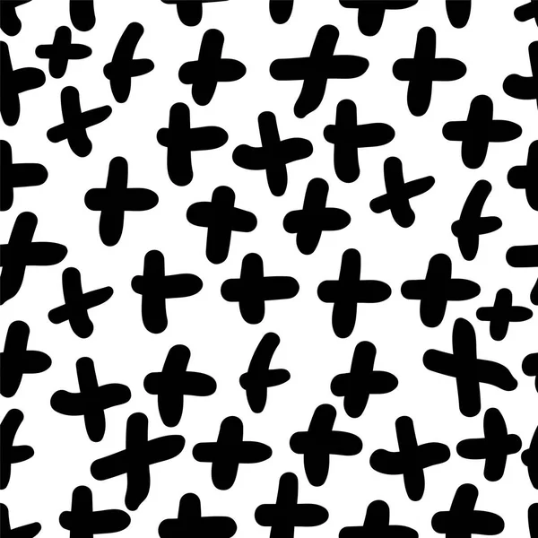 Χέρι συντάσσονται χωρίς συγκόλληση επαναλαμβανόμενο μοτίβο με αφηρημένα σχήματα πινελιές σε μαύρο και άσπρο — Διανυσματικό Αρχείο