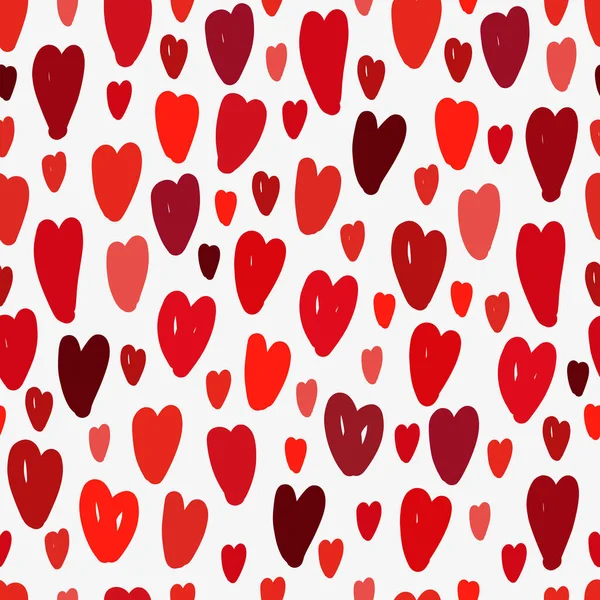 Χαριτωμένο παιδαριώδες πολλή αγάπη αδιάλειπτη μοτίβο φόντο με ζωγραφισμένες στο χέρι καρδιές — Διανυσματικό Αρχείο