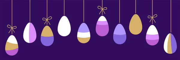 Eye catching Easter Eggs geometric abstract horizontal background in flat minimalism style — 图库矢量图片