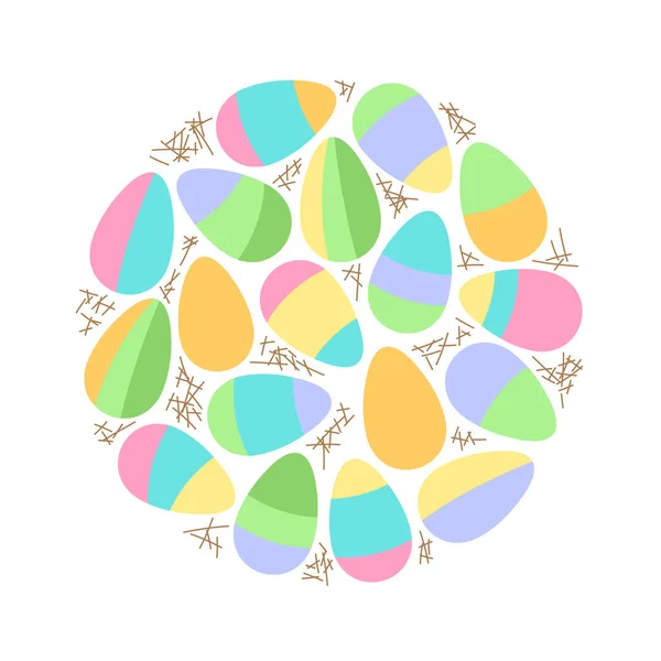 Ovos de Páscoa bonito fundo abstrato geométrico em estilo minimalismo plana — Vetor de Stock