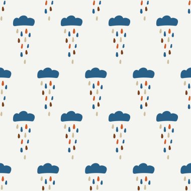 Sevimli İskandinav çocuksu, pürüzsüz desenli, modaya uygun, yağmurlu bulutlu eller çizilmiş.