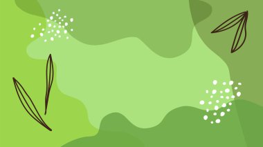 Sıvı soyut geometrik şekiller ve çizgi sanat yaprakları, canlı renkler içeren yaratıcı masaüstü afişi