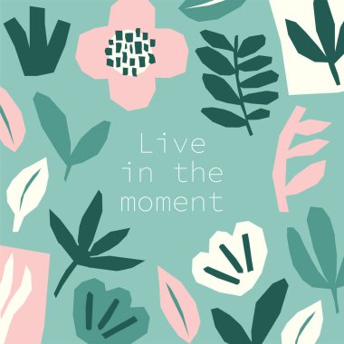 Every day motivation as creative trendy abstract paper cut out collage background for social media templates, neutral colors
