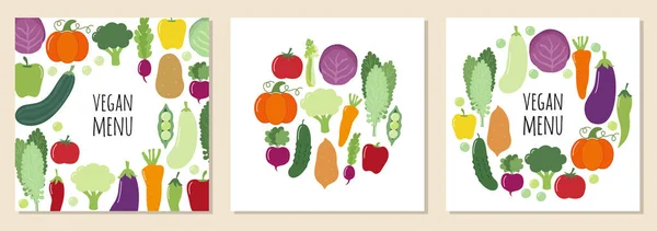 Привабливий набір веганського меню з різними овочами. — стоковий вектор
