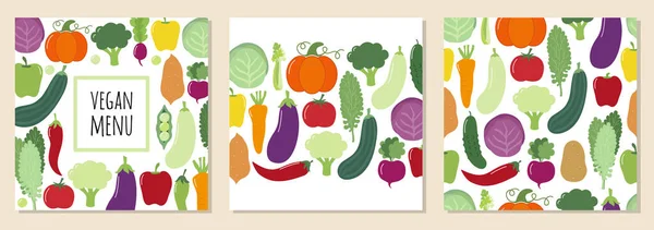 Привабливий набір веганського меню з різними овочами. — стоковий вектор