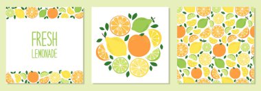 Limonlu, limonlu ve portakallı arkaplanda taze limonata için ideal renkler var.