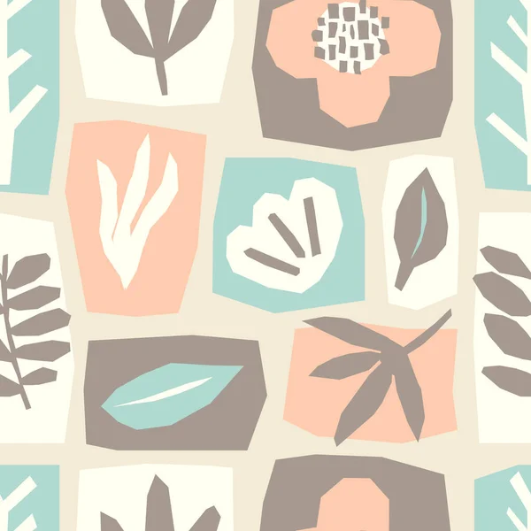 Mignon motif sans couture tendance avec du papier abstrait découpé collage de formes organiques, illustration vectorielle — Image vectorielle