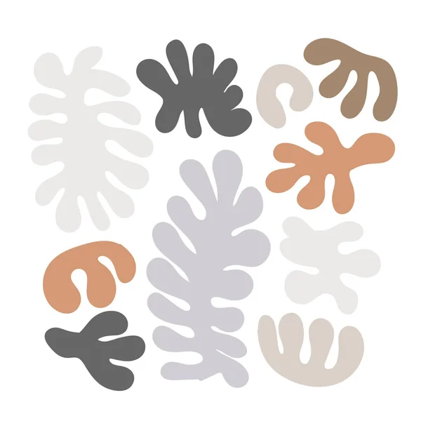 Αφηρημένα οργανικά κομμένα Matisse εμπνευσμένα σχήματα σε ουδέτερα χρώματα — Διανυσματικό Αρχείο