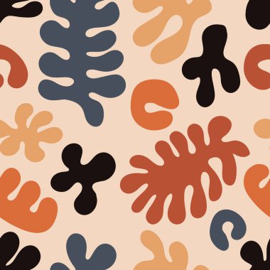 Soyut organik kesik Matisse ile modaya uygun, pürüzsüz desen nötr renklerde şekiller