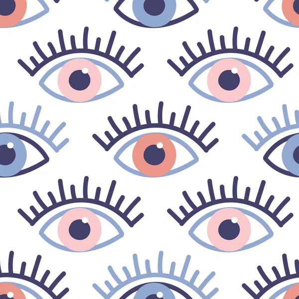 Seamless pattern with evil eyes in hand drawn flat design, contemporary modern trendy style Royalty Free Stock Illustrations