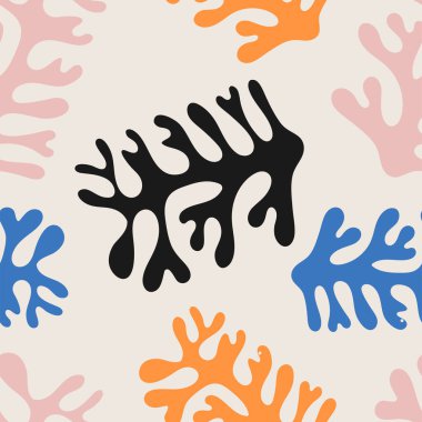 Soyut organik kesik Matisse ile modaya uygun, pürüzsüz desen nötr renklerde şekiller