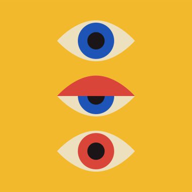 Gözlü en az 20 'lik geometrik tasarım, ilkel şekilli vektör şablonu