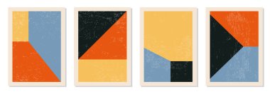 En az 20 'lik geometrik tasarım posterleri, ilkel şekilli vektör şablonu