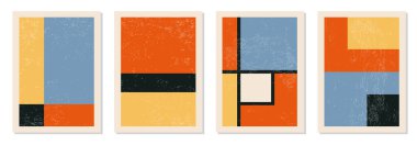 En az 20 'lik geometrik tasarım posterleri, ilkel şekilli vektör şablonu