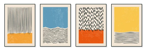 Conjunto de posters de design geométrico mínimo de 20s, modelo vetorial com elementos de formas primitivas —  Vetores de Stock