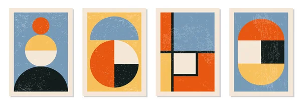 Набір мінімальних плакатів геометричного дизайну 20-х років, векторний шаблон з елементами примітивних форм — стоковий вектор