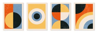 En az 20 'lik geometrik tasarım posterleri, ilkel şekilli vektör şablonu