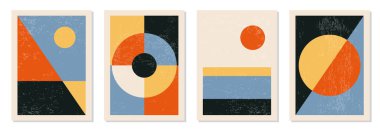 En az 20 'lik geometrik tasarım posterleri, ilkel şekilli vektör şablonu