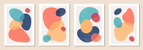 Conjunto de carteles mínimos con formas orgánicas abstractas composición en estilo contemporáneo moderno collage — Vector de stock