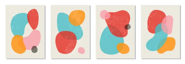 Conjunto de carteles mínimos con formas orgánicas abstractas composición en estilo contemporáneo moderno collage — Vector de stock