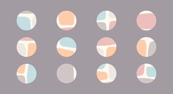 Set van mooie vrouwelijke pastelvector highlight covers, abstracte organische vormen en vlekken, ronde iconen voor social media, perfect voor bloggers — Stockvector