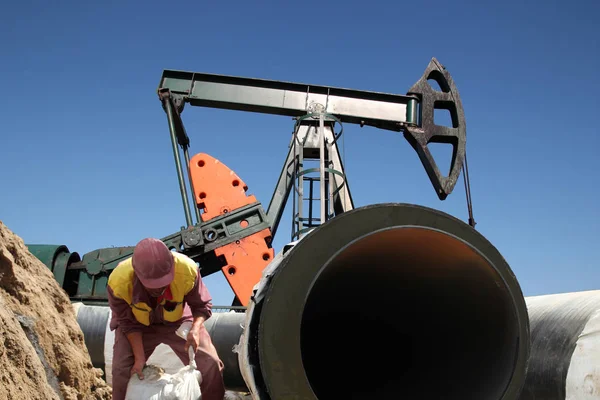 Petróleo Pipeline Construction Site — Fotografia de Stock