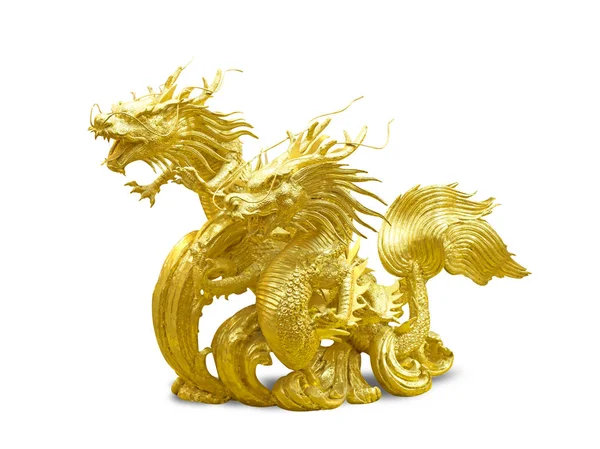 Golden Dragon snidat trä — Stockfoto