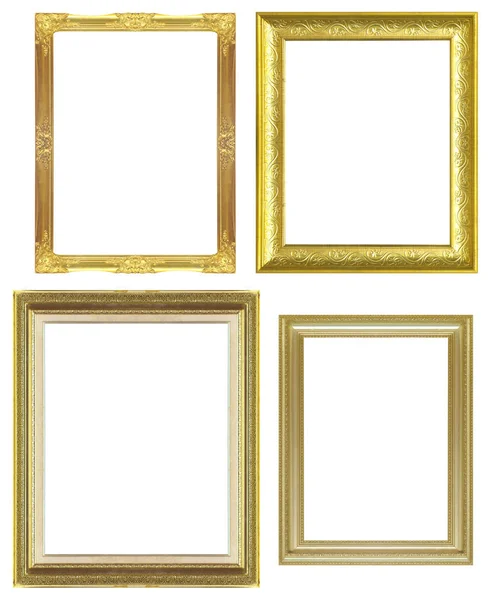 Quadro antigo dourado isolado no fundo branco — Fotografia de Stock