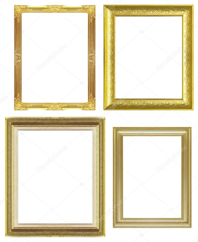  frame antique golden isolated on white background