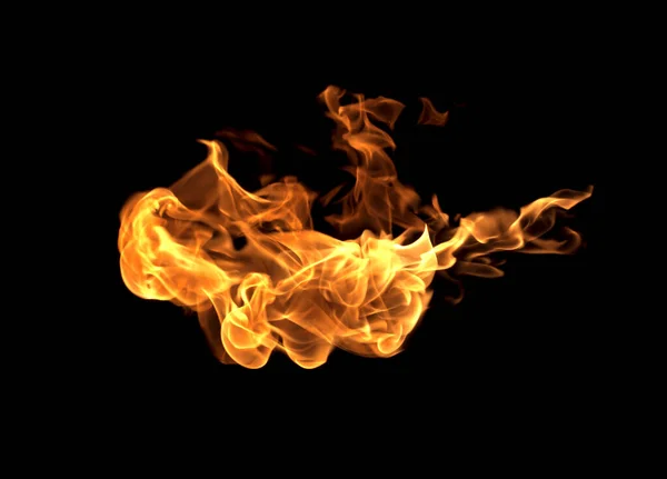 Tűz Lángok Egy Fekete Háttér Elvont — Stock Fotó