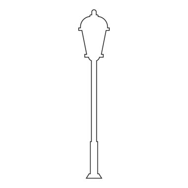 Beyaz arka planda izole edilmiş sokak lambası siluetleri. Klasik sokak lambaları. Manzara inşaatı için elementler. Herhangi bir tasarım için vektör illüstrasyonu.