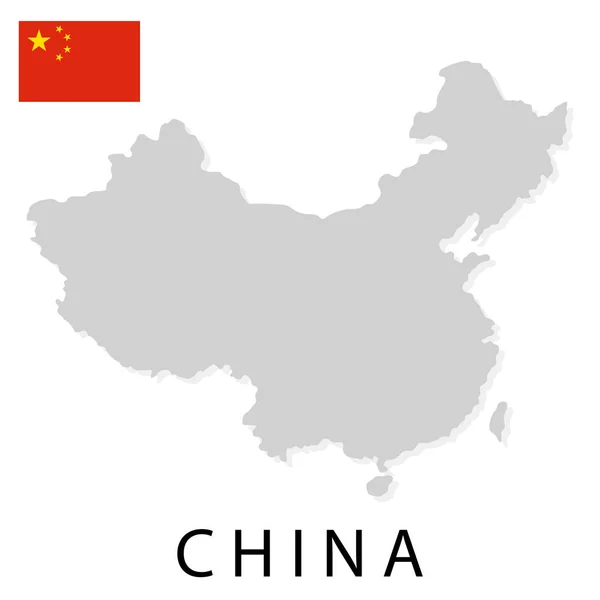 Kína térképe elszigetelt fehér háttérrel. Árnyékos térkép. Vektoros illusztráció bármilyen tervhez. — Stock Vector